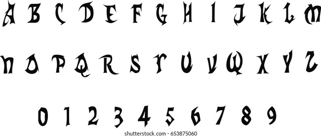 Heavy Metal Font Vector Stock Vektorgrafik Lizenzfrei 653875060