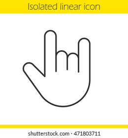 Heavy metal gesture linear icon. Thin line illustration. Devil horn and cool contour hand symbol. Vector isolated outline drawing