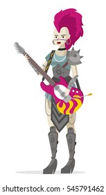 heavy metal glam pale girl with guitar