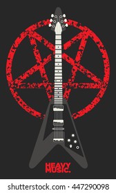 Heavy metal Guitar and Pentagram vector design