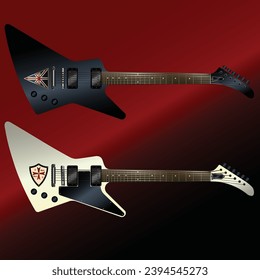Heavy metal guitar vector illustration black and white finish