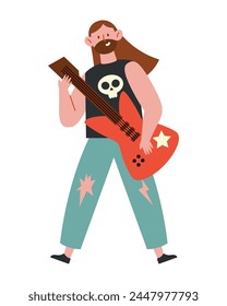 heavy metal guitarist man isolated design