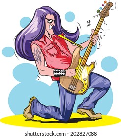 Heavy metal guitarist - vector illustration.