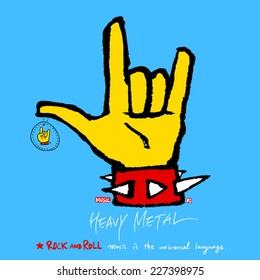 Heavy Metal Hand background - hand drawn in vector 