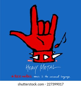 Heavy Metal Hand background - hand drawn in vector 