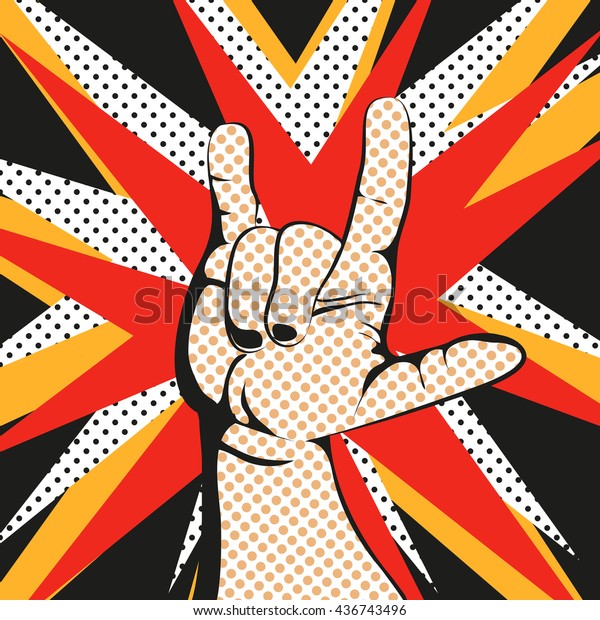 Heavy Metal Hand Gesture Hand Comic Stock Vector Royalty Free