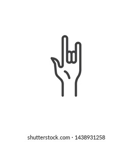 Heavy metal hand gesture line icon. linear style sign for mobile concept and web design. Rock and Roll hand fingers outline vector icon. Symbol, logo illustration. Vector graphics