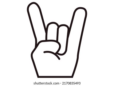 Heavy metal hand gesture on white background