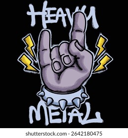Mão de Metal Pesado para ilustração de roupas de rua