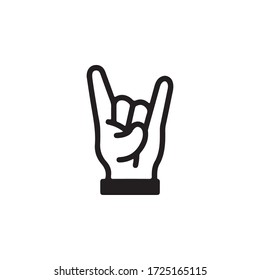 Heavy Metal Horns Hand, Rock Roll Gesture. Gestures of Human Hand Icon In Trendy  Design Vector Eps 10