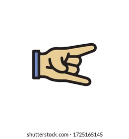 Heavy Metal Horns Hand, Rock Roll Gesture. Gestures of Human Hand Icon In Trendy  Design Vector Eps 10