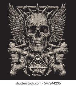 Heavy Metal inspired Skull Design Black