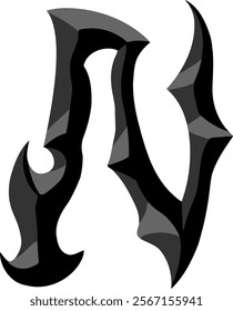 Heavy Metal Letter Alphabet N