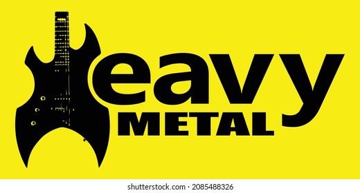 Heavy Metal Logo Vector Ilustration Isolated On Yellow Background. 