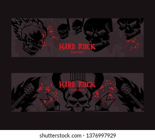 Heavy metal pattern vector rock music design musical festival event concert skull tattoo background illustration backdrop set banner.