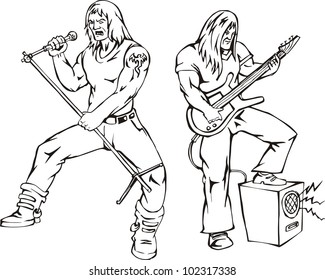 Heavy metal rock singers. Vector