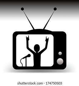 heavy metal singer on vintage TV