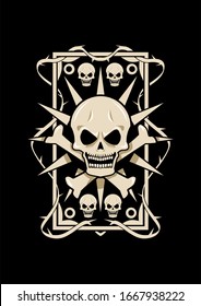 heavy metal skull logo design.angry skull vector