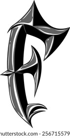 Heavy Metal Style Letter Alphabet F