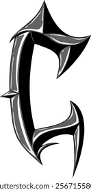 Heavy Metal Style Letter Alphabet V