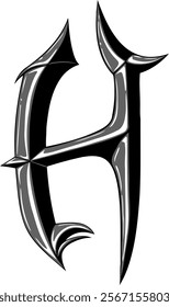 Heavy Metal Style Letter Alphabet H