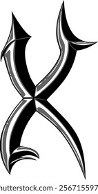 Heavy Metal Style Letter Alphabet X