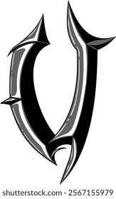 Heavy Metal Style Letter Alphabet V