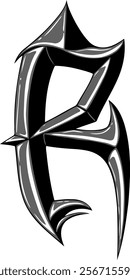 Heavy Metal Style Letter Alphabet R