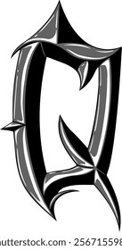 Heavy Metal Style Letter Alphabet Q