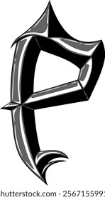 Heavy Metal Style Letter Alphabet P