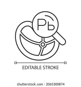 Heavy metal testing linear icon. Heavy metal trace in products. Hazardous materials detection. Thin line customizable illustration. Contour symbol. Vector isolated outline drawing. Editable stroke