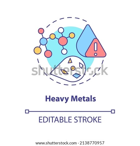 Heavy metals concept icon. Water quality indicator abstract idea thin line illustration. Causing health risks. Isolated outline drawing. Editable stroke. Arial, Myriad Pro-Bold fonts used