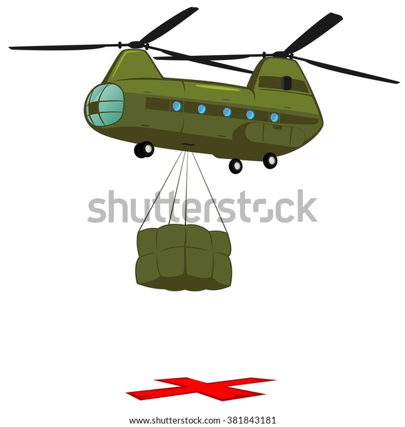 Heavy Military Transport Helicopter Delivers Cargo Stock Vector Royalty Free