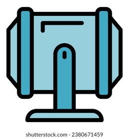 Vector de contorno de icono del mezclador pesado. Cemento de hormigón. Color de la bolsa de materiales plano