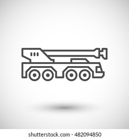 Heavy mobile crane line icon
