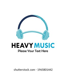 Heavy music logo template illustration. there are headset with barbell