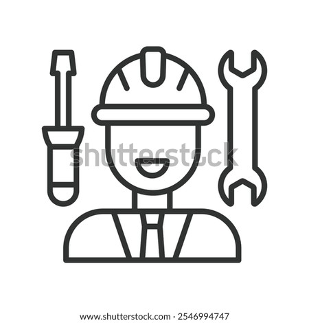 Heavy Plant Engineers, icon in line design. Heavy, plant, machinery, maintenance, equipment, industrial on white background vector. Heavy Plant Engineers editable stroke icon