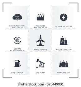 HEAVY & POWER INDUSTRY ICON SET