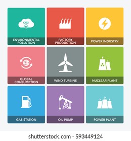 HEAVY & POWER INDUSTRY ICON SET