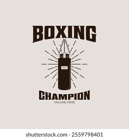 heavy punching bag boxing logo vintage retro  vector illustration template icon graphic design. sign or symbol 