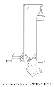 Heavy Punching Bag Stand Vector Illustration.