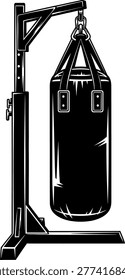 Heavy punching bag suspended on a sturdy frame