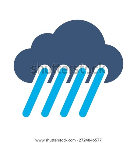 Heavy rain cloud icon blue flat vector design weather storm symbol water drop wet shower graphic element sign