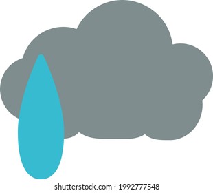 Fuerte nube de lluvia, ilustración, en un fondo blanco.
