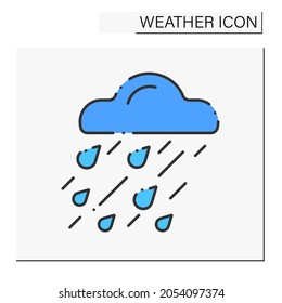 Heavy Rain Color Icon. Raindrops. Heavy Storm. Cloud With Drops. Bad Weather Forecast. Weather Concept. Isolated Vector Illustration