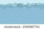 Heavy rain in dark sky, rainy season, clouds and storm, weather nature background, Flood natural disaster, vector illustration.