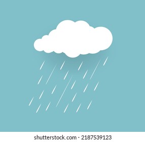 Heavy rain in dark sky, rainy season, clouds and storm, weather nature background, Flood natural disaster, vector illustration. 