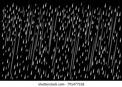 Heavy rain in dark sky, rainy season, clouds and storm, weather nature background, Flood natural disaster, vector illustration. 