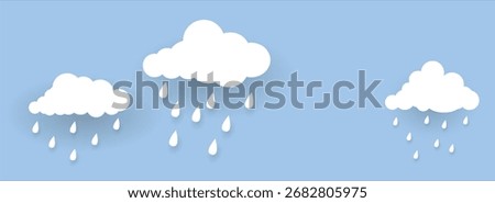 Heavy rain in dark sky, rainy season, clouds and storm, weather nature background, Flood natural disaster, vector illustration.