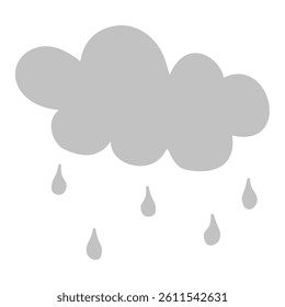 Heavy rain element, rainy season, grey cloud and storm, weather nature background, Flood natural disaster. isolated on white background.